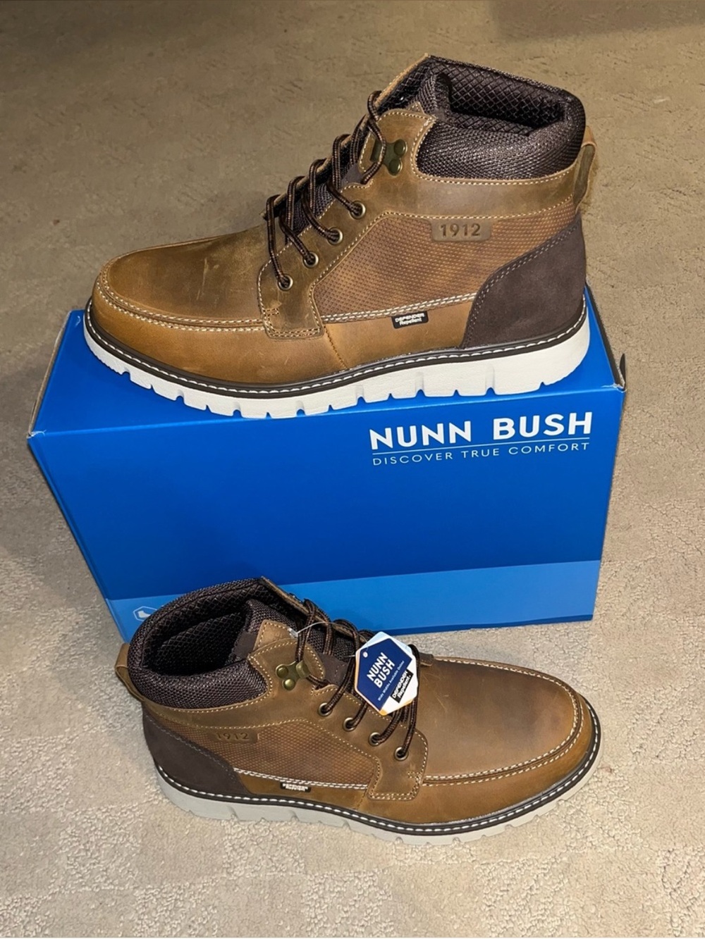 Nunn Bush Karnak Water Resistant Moc Toe Boots Tan Ch Men’s Size 12 - Picture 2 of 14